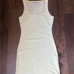 Juicy Couture Pale Yellow Knit Logo Tank Dress